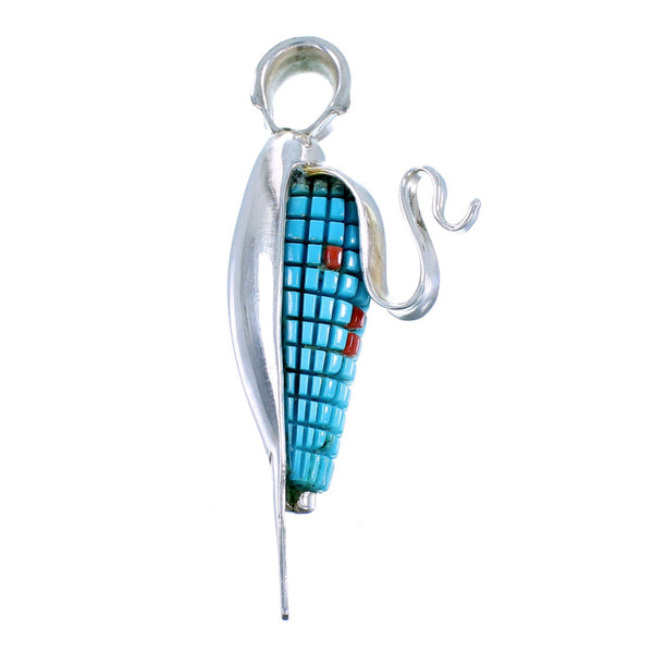 Multicolor Inlay Sterling Silver Corn Pendant RX102066